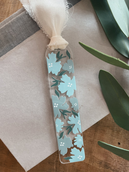 Blue Floral Bookmark | Acrylic